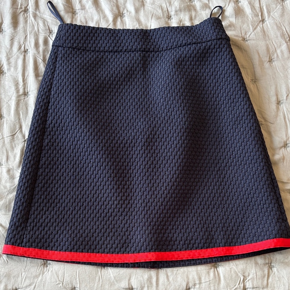 J. Crew Blue Skirt with Red Trim size 0